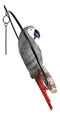 Hanging Grey Macaw Parrot Bird Perching On Branch With Metal Round Ring 13.5" H
