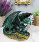 Legendary Horned Dark Green Scaled Dragon At Rest Figurine Dungeons Dragons