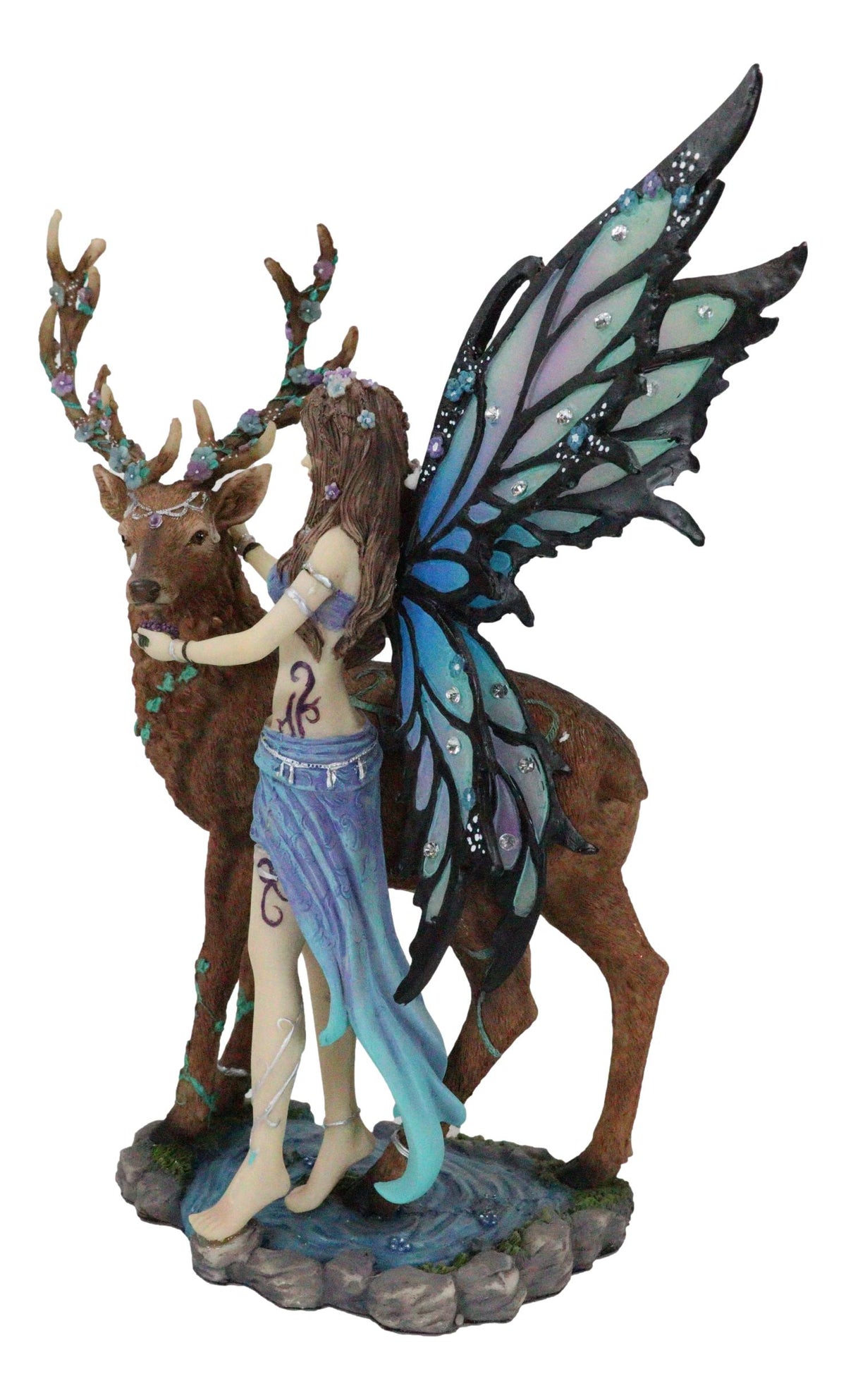 Ebros Butterfly Fairy With Stag Figurine Enchanted Forest Faerie Avalon & Emperor Deer