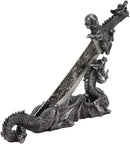 Ebros Gift Obsidian Athame Dragon Blade Letter Opener with Drake Base Stand Set