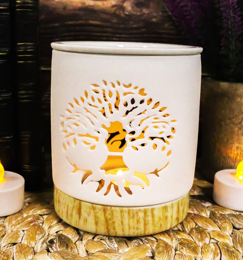 Wicca Celtic Tree Of Life Filigree Cutout Ceramic Votive Candle Oil Tart Warmer