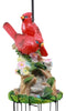 Ebros Red Crest Cardinal Birds Lovers Couple Wind Chime Patio Garden Decor 21" L