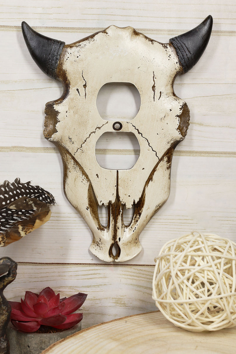 Set of 2 Western Bull Bison Cow Skull Double Receptacle Outlet Wall Plates