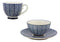 Ebros Blue Zig Zag Pattern Contemporary Designer Ceramic Dinnerware Bowl Mug Plate Set