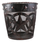 Rustic Western Lone Stars With Braided Metal Rope Trim Wire Waste Basket Bin