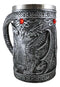 Large Silver Celtic Twin Dragon Fire Drakes Coffee Mug Beer Stein Tankard 14oz