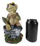 Ebros Whimsical Green Thumb Frog Toad Holding Welcome To Our Garden Shovel Figurine