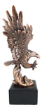 Aerial Bald Eagle Swooping With Talons Over Waves Bronze Electroplated Figurine