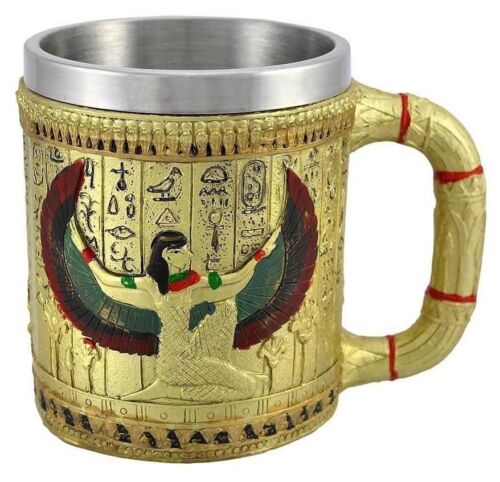 Egyptian Theme Winged Isis Goddess of Magic & Home Coffee Cup Mug Beer Tankard - Ebros Gift