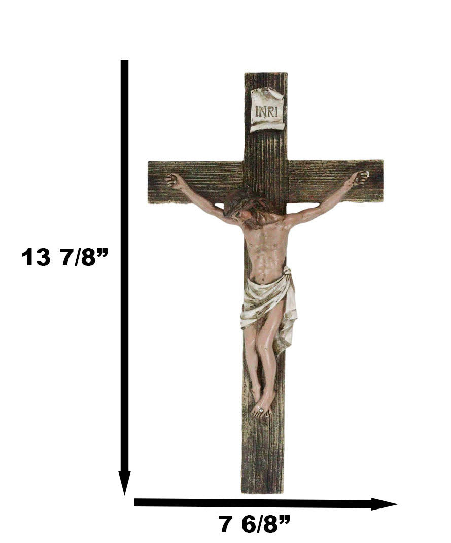 Passion of Jesus Christ Death at Calvary Crucifix Catholic INRI Wall Cross Decor - Ebros Gift