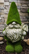 Large Whimsical Green Thumb Gnome With Shovel Garden Statue In Artificial Moss