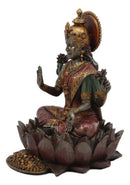 Ebros Hindu Goddess Of Prosperity Lakshmi Seated On Lotus Flower Throne Statue 6.25"H