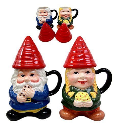 Ebros Mr & Mrs Gnome Couple Ceramic Mug Coffee Cup Set Home Kitchen Figurine - Ebros Gift