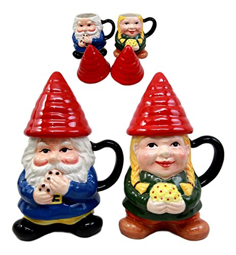 Ebros Mr & Mrs Gnome Couple Ceramic Mug Coffee Cup Set Home Kitchen Figurine