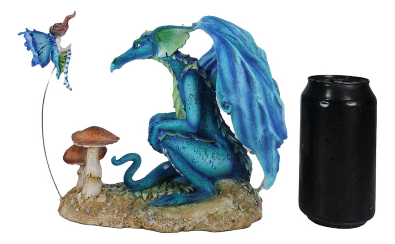 Amy Brown Strange Encounter Blue Dragon With Toadstool Pixie Fairy Figurine