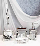Nautical Silver Pearls Leaves 5 Piece Chic Bathroom Vanity Accessories Gift Set