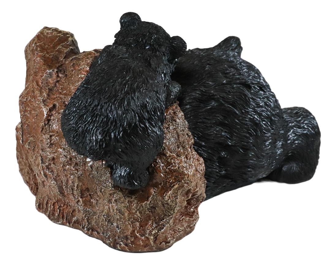 Ebros Large Whimsical Rustic Forest Black Bear Butt Stuck In Rock Hole With Cub Statue
