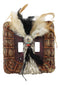 Set of 2 Western Indian Dreamcatcher Straws Feathers Double Toggle Switch Plates