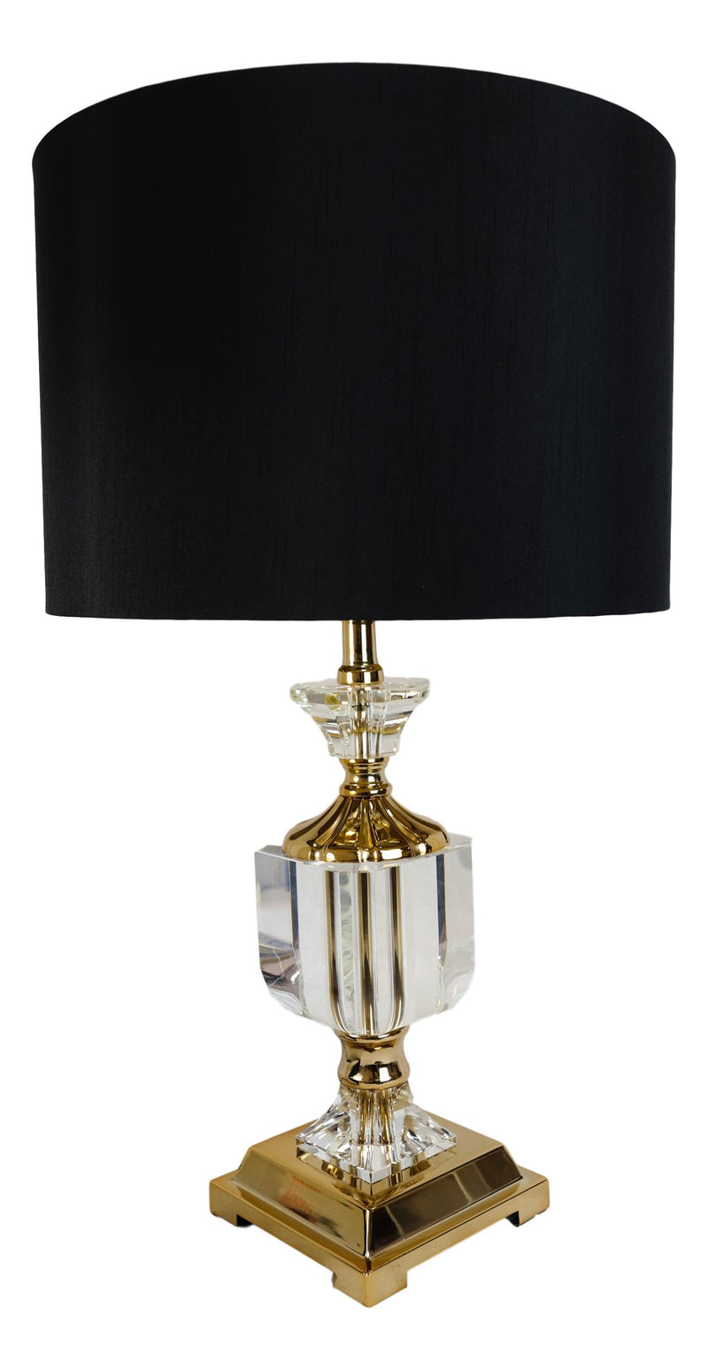 Modern Transitional Crystal Glass Gold Plated Metal Glam Table Lamp With Shade