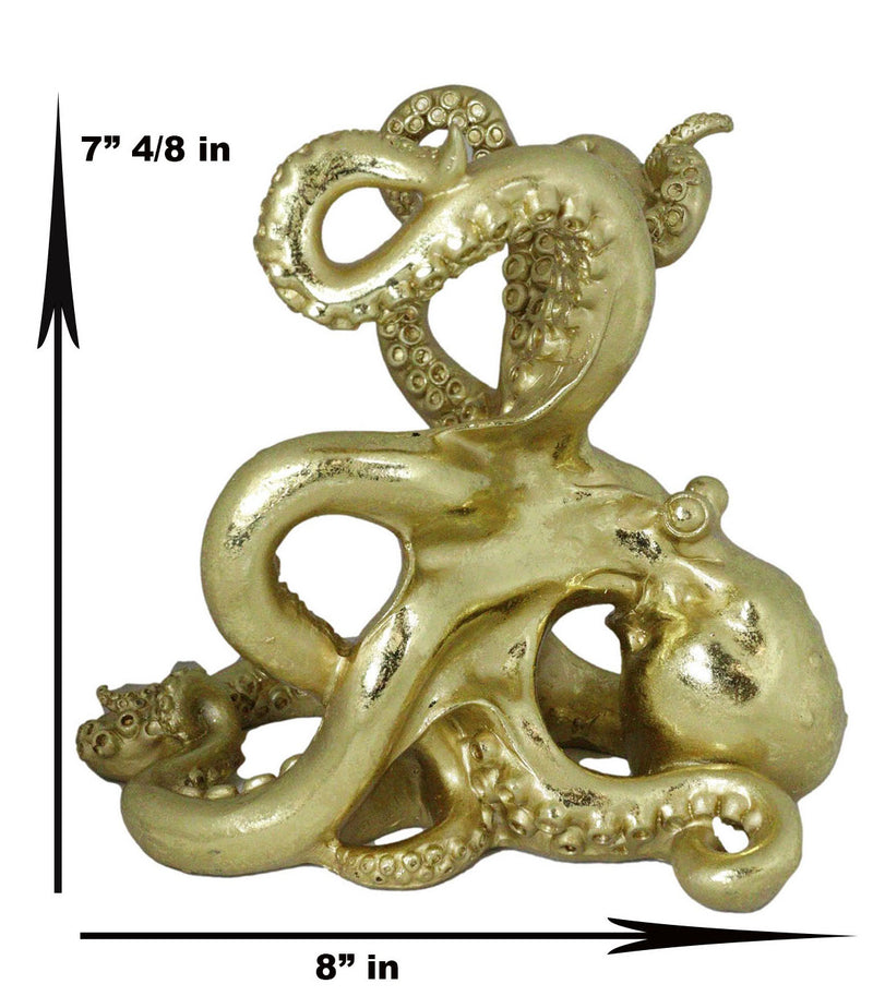 Nautical Gold Giant Sea Octopus Wine Holder Cephalopod Kraken Bottle Caddy Decor