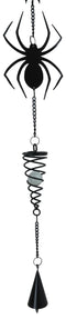 Gothic Arachnid Spider Web Cobweb Metal Wall Hanging Mobile Wind Chime W/ Beads