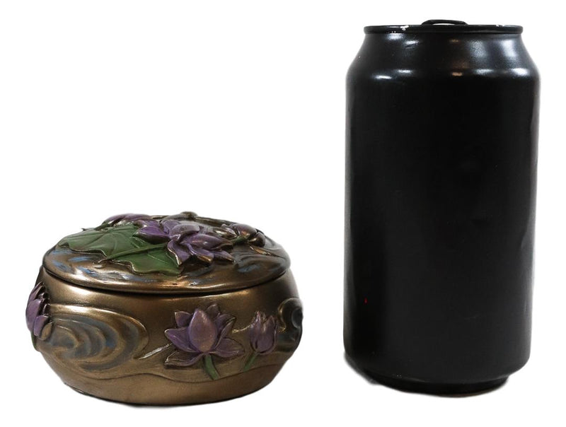Ebros Nouveau Dragonfly Flitting Lily Over The Pond Round Jewelry Box Figurine
