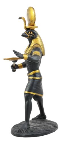 Egyptian God Horus Ra With Sun And Uraeus Disc Statue Deity of Sun War And Sky