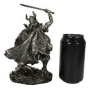 Viking Berserker Warrior With Bull Horn Helmet Attacking With Sword Figurine