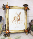 Rustic Buckhorn Stag Deer Antlers With Amber Faux Gems Easel Picture Frame 8X10
