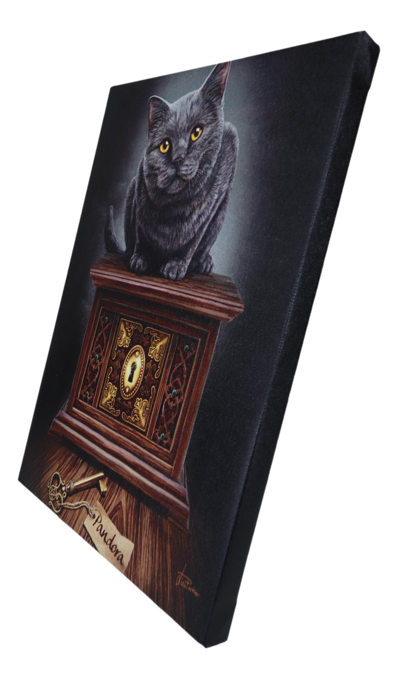 Magic Key To Pandora's Box Witching Hour Black Cat Wood Framed Canvas Wall Decor