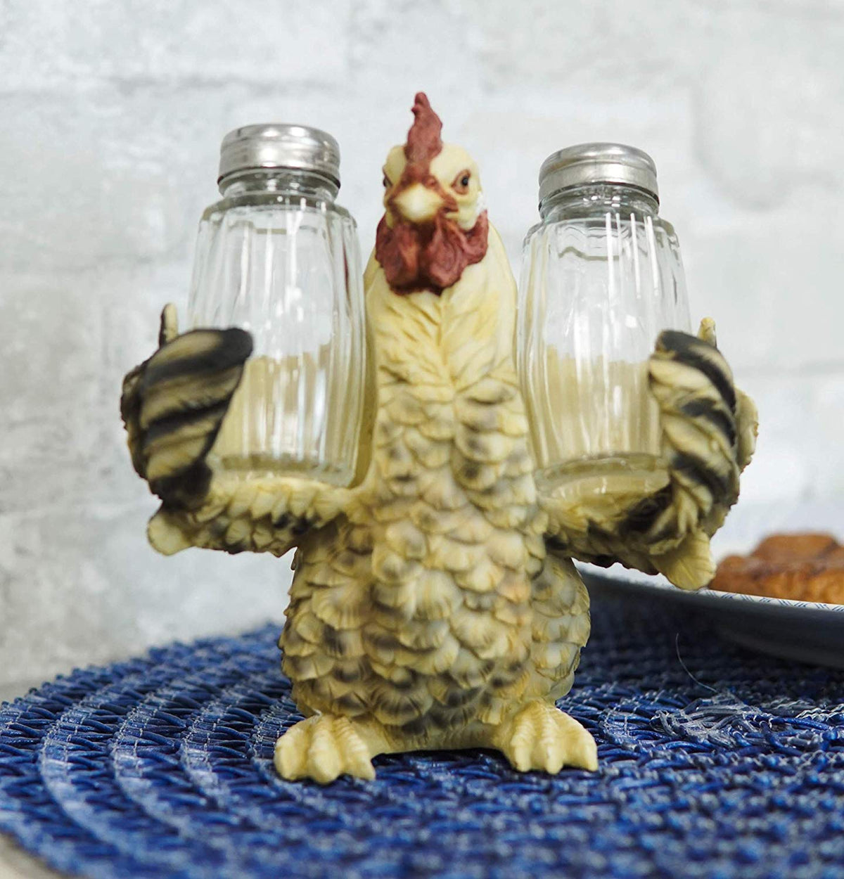 Ebros Country Farm Mother Hen Hugging Glass Salt Pepper Shakers Holder 6" Tall - Ebros Gift