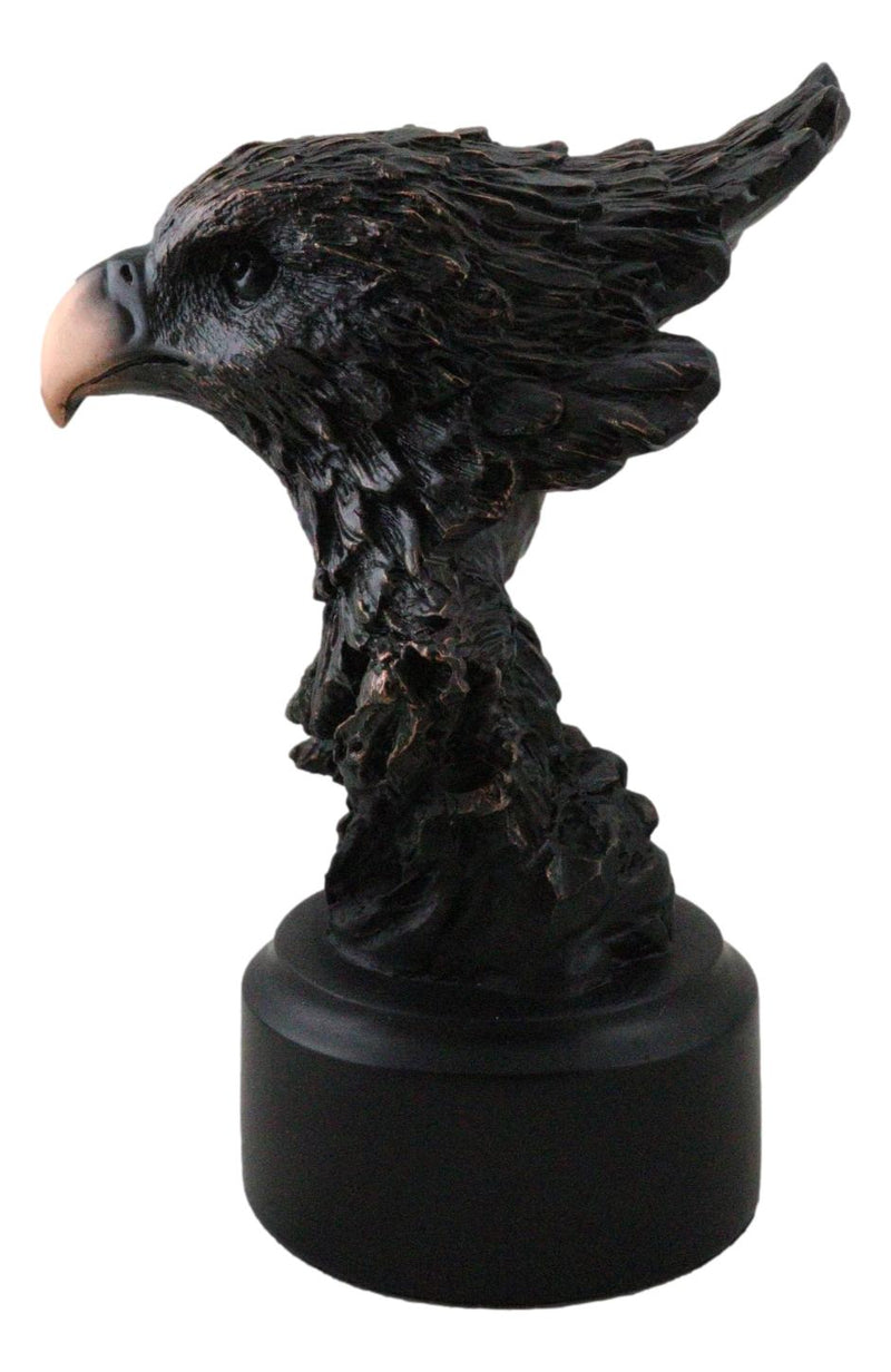 Patriotic American Bald Eagle Bust Bronze Electroplated Resin Figurine With Base