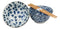 Ebros Japanese Vintage Floral Blue White Design Ceramic Bowl Set of 2 With Chopsticks