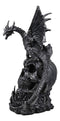 Large Gothic Guardian Behemoth Winged Dragon Standing On Graveyard Skull Statue