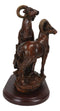 Rustic Country Bighorn Sheep Ram Family On Rock Faux Mahogany Wood Figurine