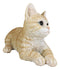 Resting Feline Orange Tabby Cat Kitten Figurine With Realistic Glass Eyes Decor