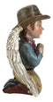 Rustic Western Cowboy Angel Wearing Hat And Red Scarf Praying Figurine