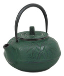 Japanese Tetsubin Green Cast Iron Teapot In Oriental Bamboo Design Tea Pot 20oz