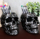Ebros Set of 2 Tribal Tattoo Floral Skulls Stationery Pen Holder Desktop