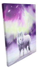 Ebros Anne Stokes Aurora Borealis Howling Wolf Wood Framed Picture Canvas Wall Decor