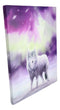 Ebros Anne Stokes Aurora Borealis Howling Wolf Wood Framed Picture Canvas Wall Decor