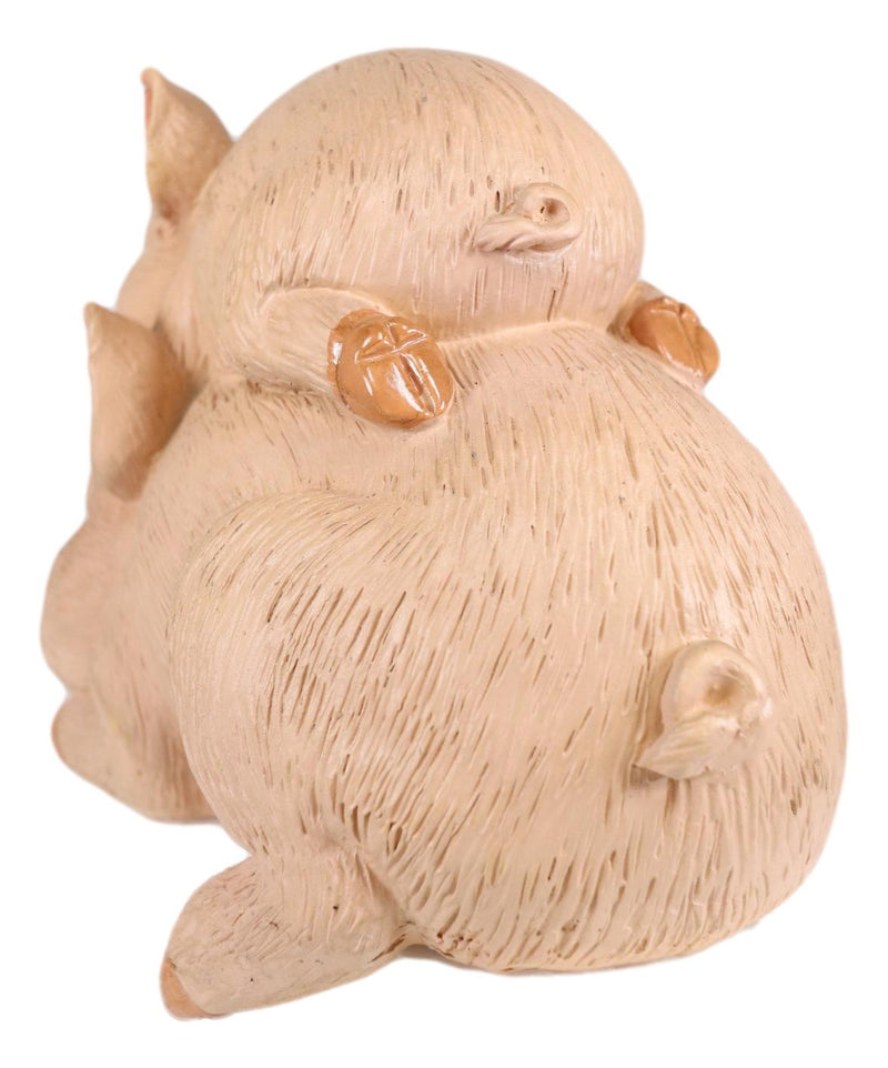 Ebros Whimsical Rustic Sleeping Pig with Piglet Piggyback Nap Shelf Sitter Figurine
