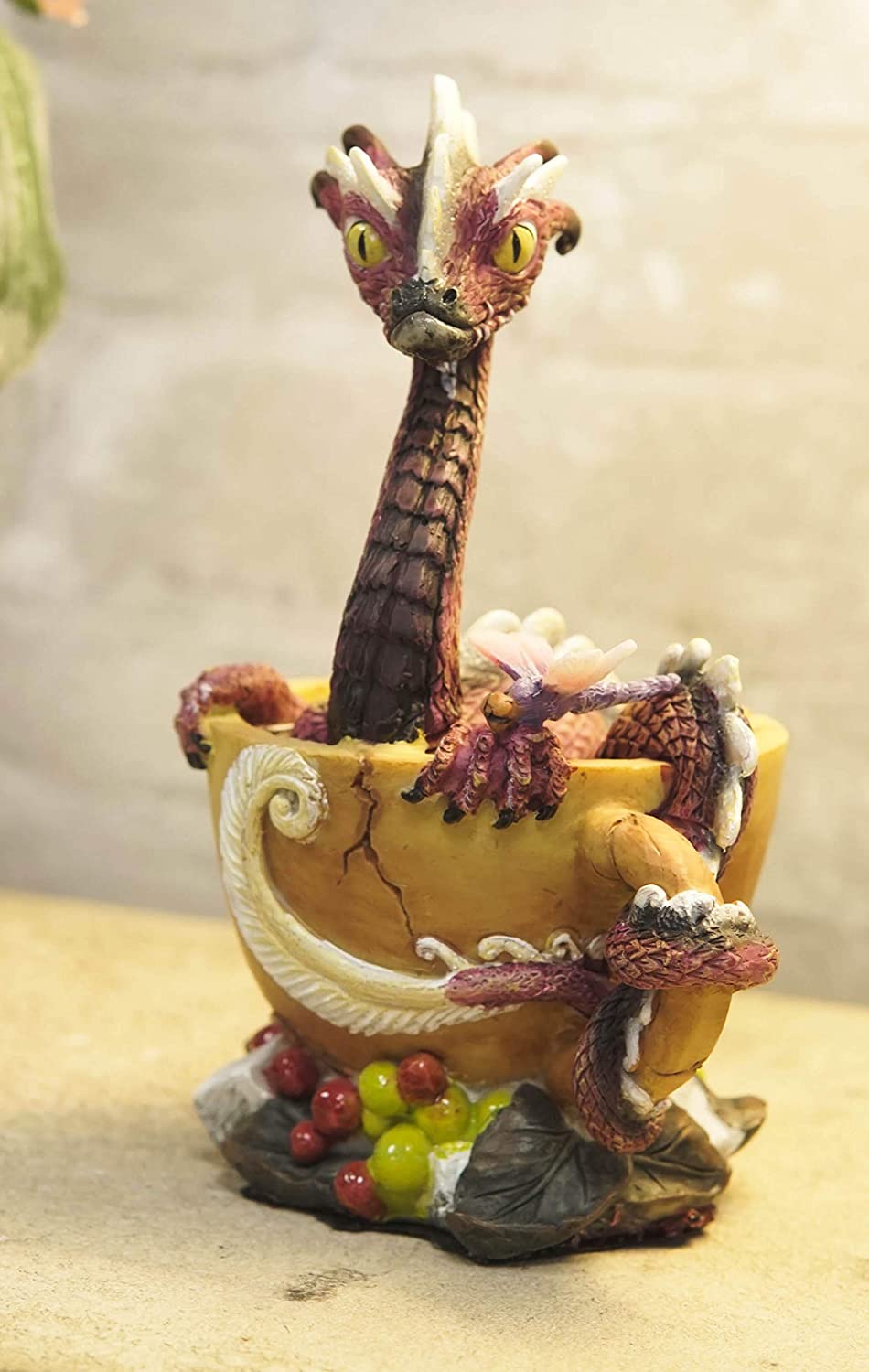 Ebros Coffee Cappuccino Addict Dragon Statue 6.25" H Drinks & Dragons Collection