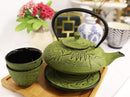 Japanese Evergreen Bamboo Matcha Green Heavy Cast Iron Tea Pot With Trivet and 2 Cups
