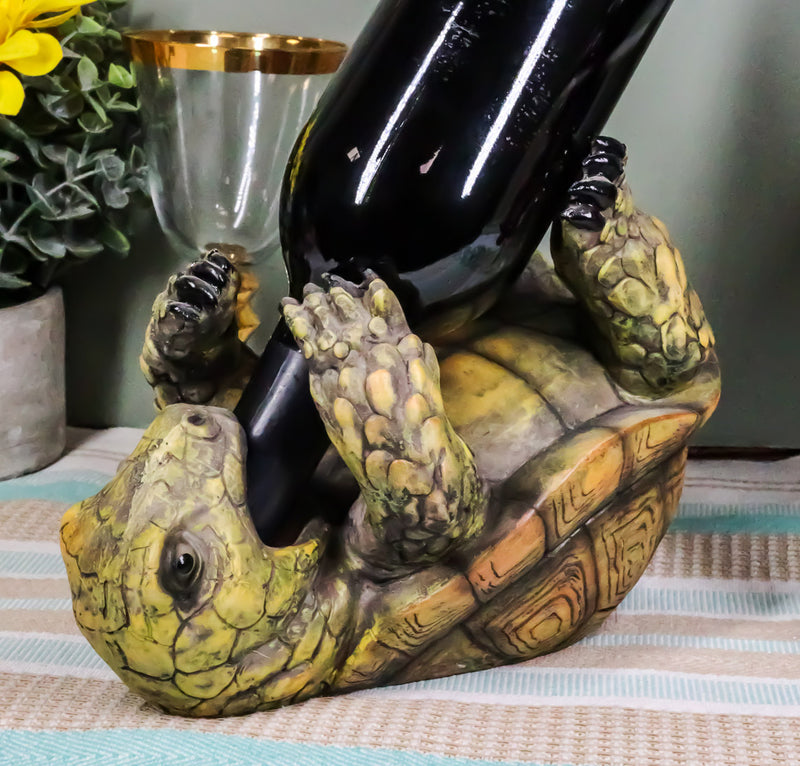 Ebros Gift Tipsy Reptile Turtle Tortoise Wine Bottle Holder Caddy Figurine