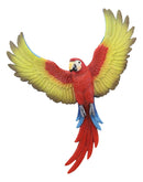 Ebros Colorful Tropical Rainforest Rio Red Scarlet Macaw Parrot with Open Wings Wall Hanging Decor Figurine 3D Plaque Sculpture Nature Lovers Birds Collectors Decor 15.5" Tall