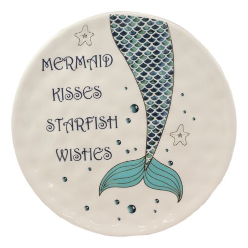 Ebros Mermaid Kisses Starfish Wishes Ceramic Appetizer Salad Plates Set Of 2