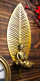 Ebros Meditating Buddha On Lotus With Leaf Tea Light Votive Candle Holder Wall Decor