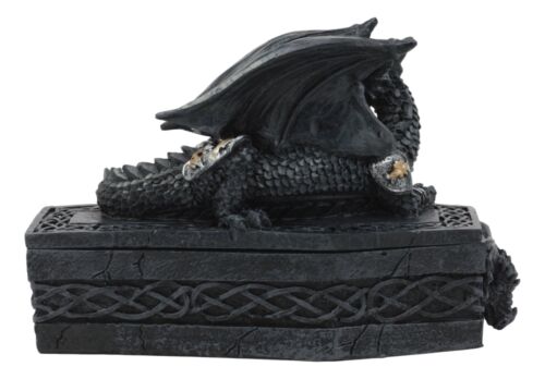 Celtic Knotwork Mythical Alchemy Dragon On Coffin Decorative Trinket Jewelry Box
