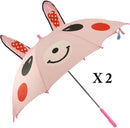 Pack of 2 Children Kids Animated 3D Pop Up Pink Bunny Rabbit Umbrella 33"Dia